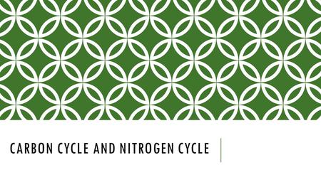 CARBON CYCLE AND NITROGEN CYCLE. Backing Up Off Sides Quarter Back.