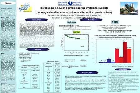 Introducing a new and simple scoring system to evaluate oncological and functional outcome after radical prostatectomy Salomon L., De La Taille A., Vordos.