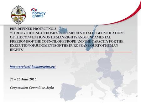 PRE-DEFINED PROJECT NO. 3 “STRENGTHENING OF DOMESTIC REMEDIES TO ALLEGED VIOLATIONS OF THE CONVENTION ON HUMAN RIGHTS AND FUNDAMENTAL FREEDOMS OF THE COUNCIL.