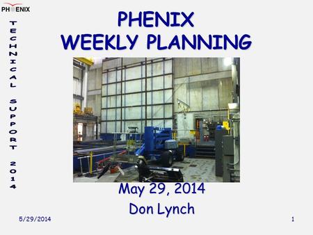 5/29/2014 1 PHENIX WEEKLY PLANNING May 29, 2014 Don Lynch.