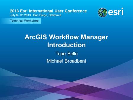 ArcGIS Workflow Manager Introduction