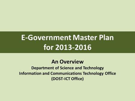 E-Government Master Plan for