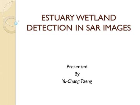 ESTUARY WETLAND DETECTION IN SAR IMAGES Presented By Yu-Chang Tzeng.