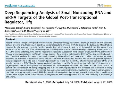 A network of regulatory interactions governed by Hfq.