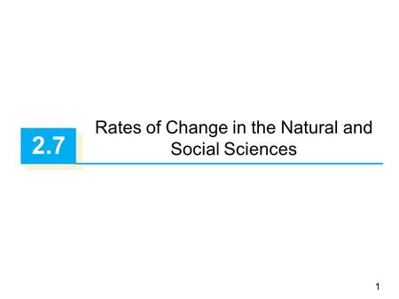 Rates of Change in the Natural and Social Sciences