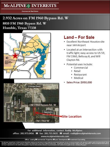 McALPINE INTERESTS Commercial Real Estate Office Leasing Commercial Properties Land Development Investment Counseling For additional information, contact.