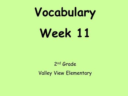 Vocabulary Week 11 2 nd Grade Valley View Elementary.