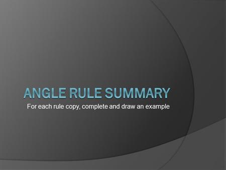 For each rule copy, complete and draw an example.