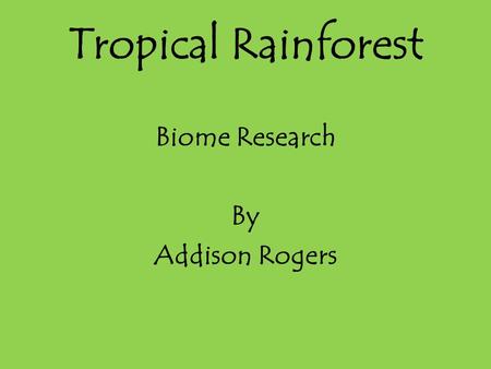 Tropical Rainforest Biome Research By Addison Rogers.