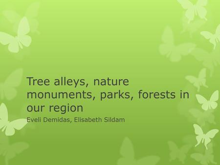 Tree alleys, nature monuments, parks, forests in our region Eveli Demidas, Elisabeth Sildam.