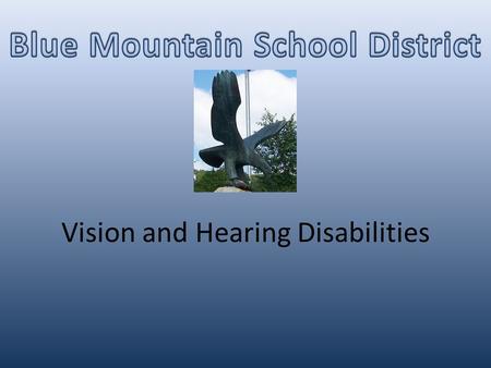 Vision and Hearing Disabilities. I.D.E.A. Definition of Visual Impairments An impairment in vision that, even with correction, adversely affects a child’s.