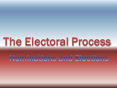 Nominations The 2008 Presidential Election But…how did we decide on these candidates?