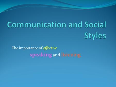 The importance of effective speaking and listening.