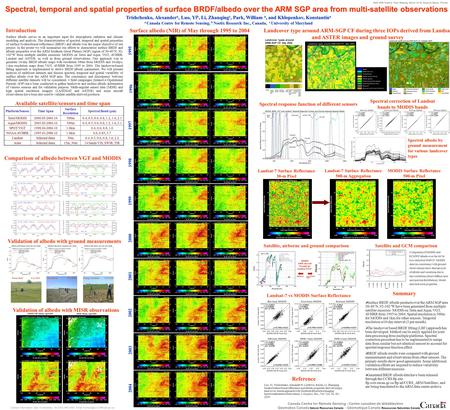 2005 ARM Science Team Meeting, March 14-18, Daytona Beach, Florida Canada Centre for Remote Sensing - Centre canadien de télédétection Geomatics Canada.