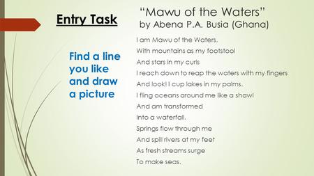 “Mawu of the Waters” by Abena P.A. Busia (Ghana)