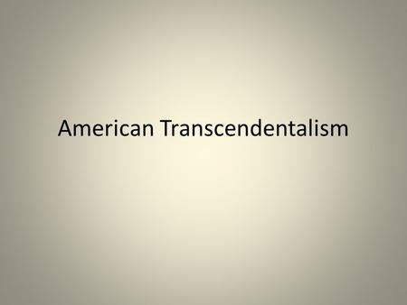 American Transcendentalism