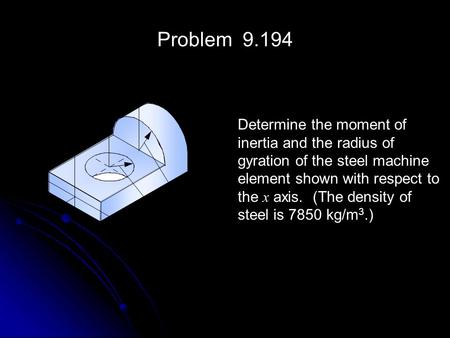 Problem y Determine the moment of inertia and the radius of