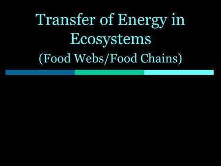 Transfer of Energy in Ecosystems (Food Webs/Food Chains)