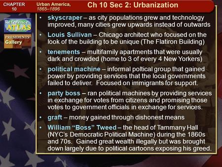 Getting to California skyscraper – as city populations grew and technology improved, many cities grew upwards instead of outwards Louis Sullivan – Chicago.