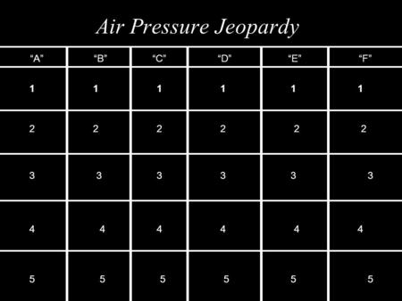 Air Pressure Jeopardy “A”“B”“C”“D”“E”“F” 111111 222222 333333 444444 555555.