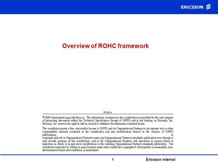 Overview of ROHC framework