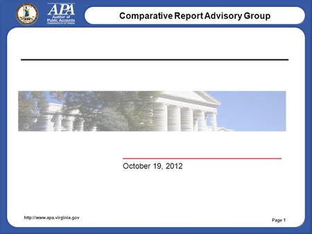 Comparative Report Advisory Group  _____________________________________ October 19, 2012 Page 1.