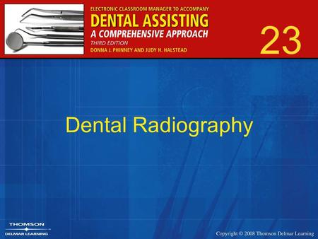 23 Dental Radiography. 2 Extraoral Radiographs Panoramic –Common in general and specialty offices Cephalometric –Common with orthodontists Digital –Becoming.