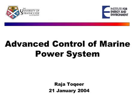 Advanced Control of Marine Power System