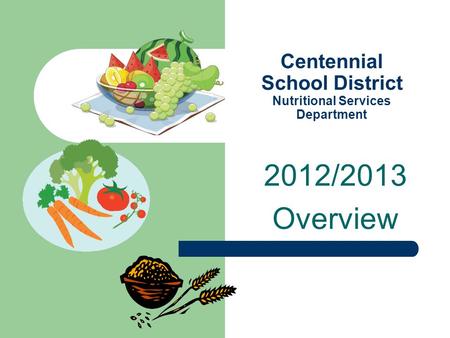 Centennial School District Nutritional Services Department 2012/2013 Overview.