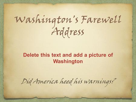 Washington's Farewell Address