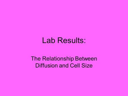 Lab Results: The Relationship Between Diffusion and Cell Size.