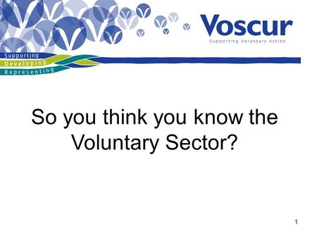 1 So you think you know the Voluntary Sector?. 2.