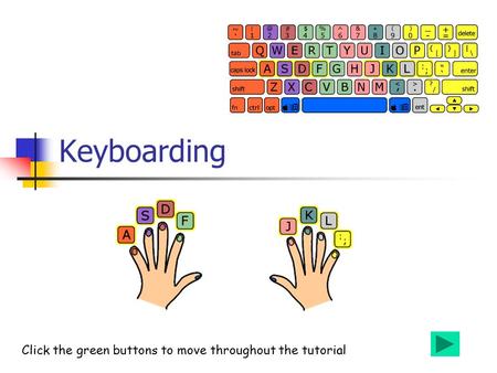 Keyboarding Click the green buttons to move throughout the tutorial.