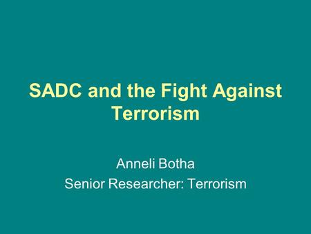 SADC and the Fight Against Terrorism