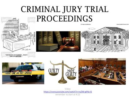 CRIMINAL JURY TRIAL PROCEEDINGS Video: https://www.youtube.com/watch?v=nyDW-g4Nz-Q remember to start at 4:22.