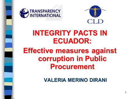 INTEGRITY PACTS IN ECUADOR: