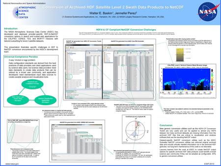 NetCDF file generated from ASDC CERES SSF Subsetter ATMOSPHERIC SCIENCE DATA CENTER Conversion of Archived HDF Satellite Level 2 Swath Data Products to.