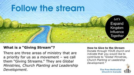 What is a “Giving Stream”? There are three areas of ministry that are a priority for us as a movement – we call them “Giving Streams.” They are Global.