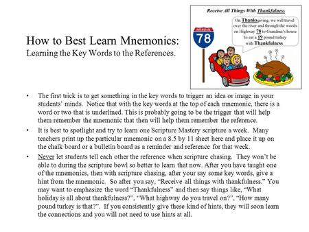 How to Best Learn Mnemonics: Learning the Key Words to the References.