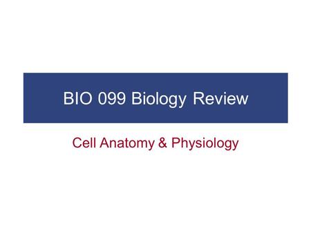 BIO 099 Biology Review Cell Anatomy & Physiology.