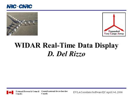 WIDAR Real-Time Data Display D. Del Rizzo EVLA Correlator Software f2f April 3-6, 2006.