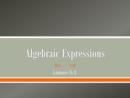 Algebraic Expressions