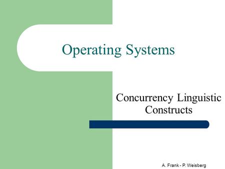 A. Frank - P. Weisberg Operating Systems Concurrency Linguistic Constructs.