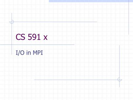 CS 591 x I/O in MPI. MPI exists as many different implementations MPI implementations are based on MPI standards MPI standards are developed and maintained.