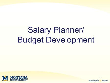 Salary Planner/ Budget Development 1. Objectives At the end of today’s session, you will: 1.Understand the purpose of the Salary Planner/Budget Development.