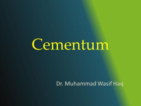 Cementum Dr. Muhammad Wasif Haq.