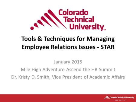 Tools & Techniques for Managing Employee Relations Issues - STAR