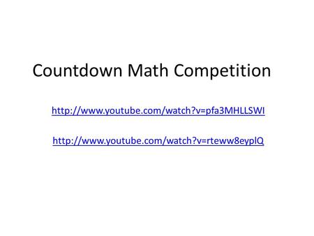 Countdown Math Competition