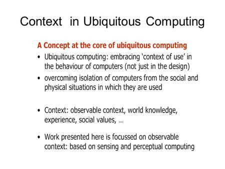 Context in Ubiquitous Computing. Context sensing.