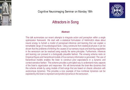 Abstract This talk summarizes our recent attempts to integrate action and perception within a single optimization framework. We start with a statistical.